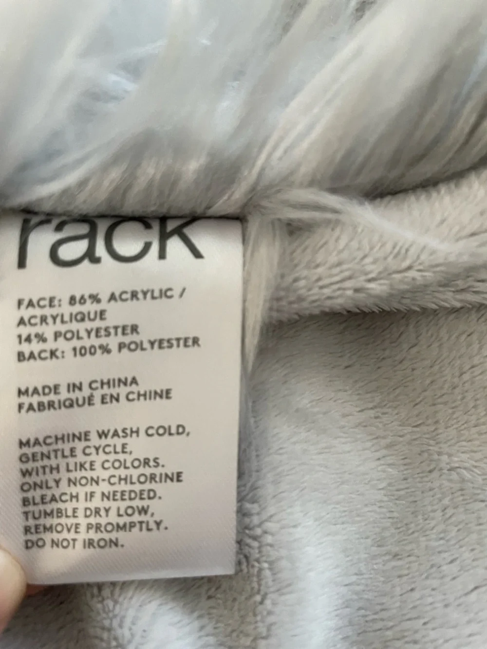 Nordstrom Rack Light Gray Faux Fur Throw Blanket